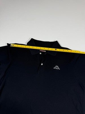 Kappa Black Pique Polo Shirt M Short Sleeve Button Collared Logo