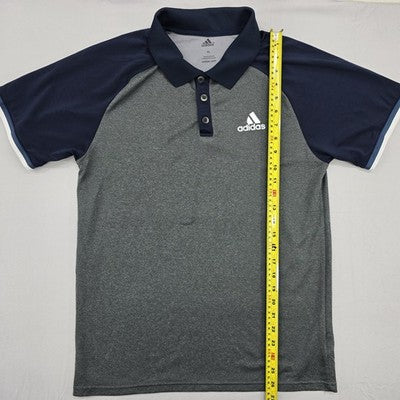 Adidas Men's XL Short Sleeve Polo Shirt Gray/Navy Climacool Poly XL