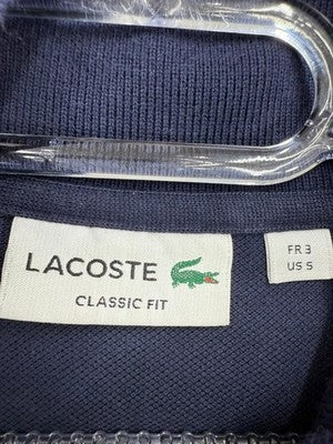 Lacoste L.12.12 Navy Cotton Pique Polo Shirt S Classic Fit Short Sleeve