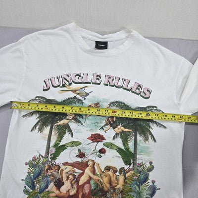 Unisex Jungle Graphic Tee White Cotton Short Sleeve Crewneck Regular