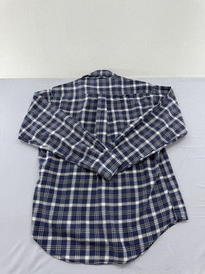 Tommy Hilfiger Men's Navy White Plaid Long Sleeve Cotton Button-Down M