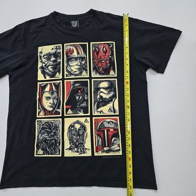 NTS Men Black Star Wars Graphic T-Shirt Size XL Regular Crew Neck