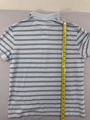 Lacoste Grey Striped L Men's Short Sleeve Polo Cotton Embroidered Croc