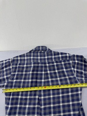 Tommy Hilfiger Men's Navy White Plaid Long Sleeve Cotton Button-Down M