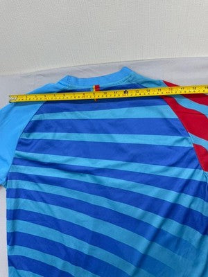 Umbro Men's Blue Striped Soccer Jersey 3XL Short Sleeve Patch