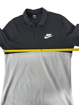 Nike Black White Color Block Polo Shirt Men's L Short Sleeve Cotton