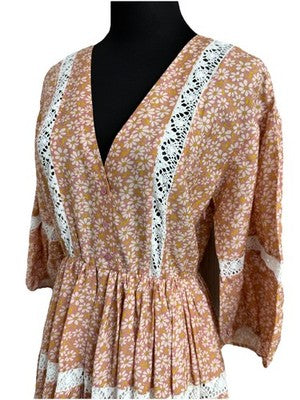 Maje Rayanik Mini Dress In Pink Floral Print, Made From A Linen Blend Rrp $360