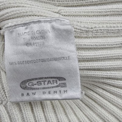 G-Star White Crewneck Ribbed Knit Sweater XL 100% Cotton