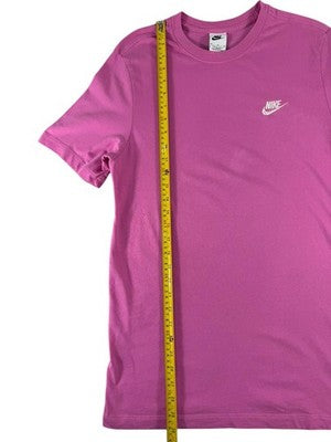 Nike Women's Pink Sportswear Club T-Shirt M Embroidered Logo Cotton