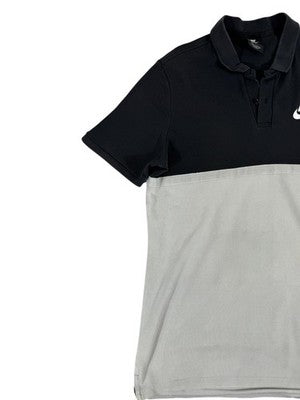 Nike Black White Color Block Polo Shirt Men's L Short Sleeve Cotton