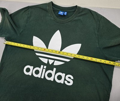 Vintage Adidas Trefoil Men's L Green Graphic Cotton T-Shirt Short Sleeve