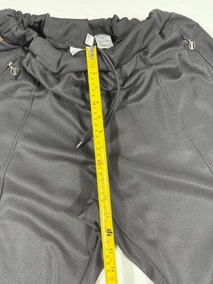 Adidas Black XL Track Pants Satin Elastic Waist Drawstring Zip