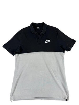 Nike Black White Color Block Polo Shirt Men's L Short Sleeve Cotton