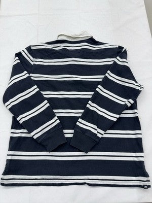 Nike Athletic Dept Rugby Polo Shirt XL Navy White Stripe Cotton Short Sleeve