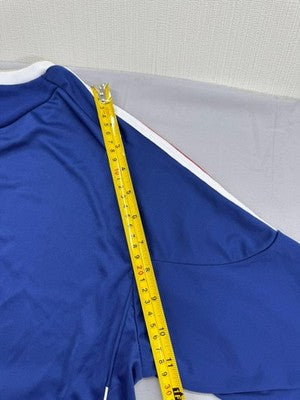 Adidas Women's Striped Climalite V-Neck Jersey Tee Small Blue