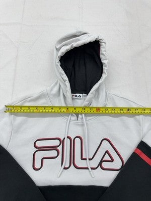 Fila Men's Color Block Pullover Hoodie L Grey/Black/Red