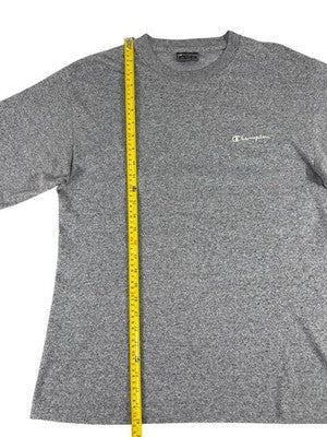 Champion Men's Heather Gray L Short Sleeve Crew T-Shirt Embroidered Logo