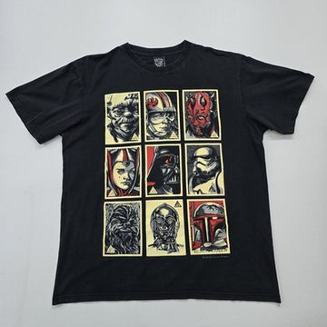 NTS Men Black Star Wars Graphic T-Shirt Size XL Regular Crew Neck