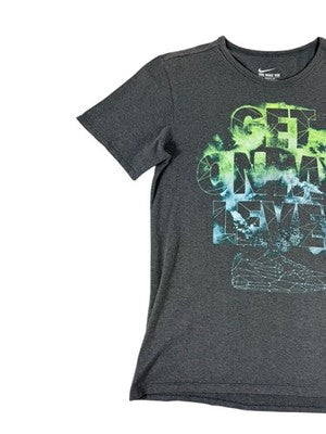 Nike Men's Grey Graphic Print Cotton T-Shirt M Short Sleeve Crewneck