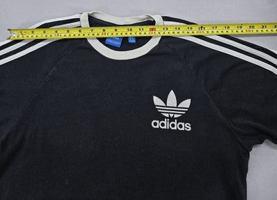 Adidas Men's Black White Striped Short Sleeve Cotton T-Shirt L