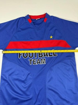 Just B Blue Mesh Football Jersey Tee XXL Polyester V Neck Raglan Pullover