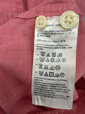 Tommy Hilfiger Pink Cotton Short Sleeve Oxford Shirt L Regular Fit