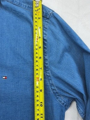 Tommy Hilfiger Men's Real Indigo Denim Button-Down Shirt M Long Sleeve