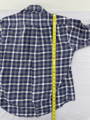 Tommy Hilfiger Men's Navy White Plaid Long Sleeve Cotton Button-Down M