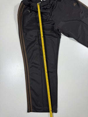 Adidas Black XL Track Pants Satin Elastic Waist Drawstring Zip