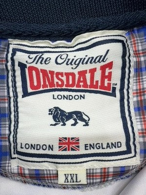 Lonsdale Navy Plaid Cotton Activewear Jacket XL Stand-up Collar