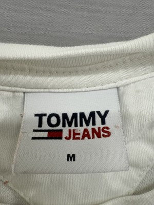 Tommy Jeans Women's White Graphic Logo T-Shirt M Regular Fit Cotton