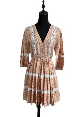 Maje Rayanik Mini Dress In Pink Floral Print, Made From A Linen Blend Rrp $360