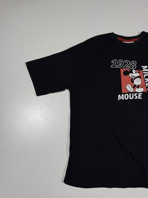 Disney Mickey Mouse Black Graphic T-Shirt L Cotton Crew Neck