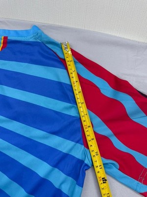 Umbro Men's Blue Striped Soccer Jersey 3XL Short Sleeve Patch