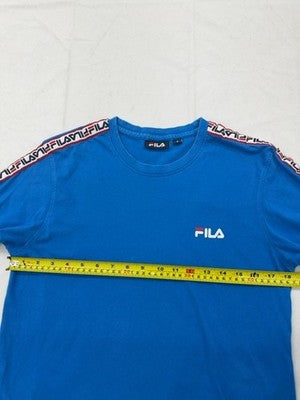 Fila Blue Stripe Cotton T-Shirt S Short Sleeve Crewneck Logo