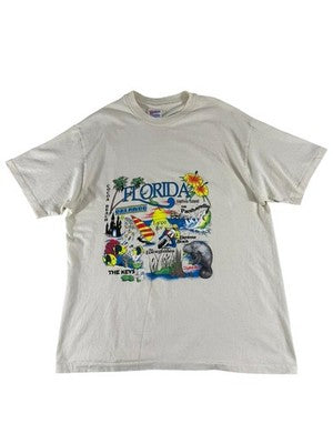 Vintage Hanes Florida Souvenir T-Shirt L White Men Cotton Heavyweight