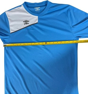 Umbro Men's XL Blue Striped Soccer Jersey Short Sleeve Crewneck