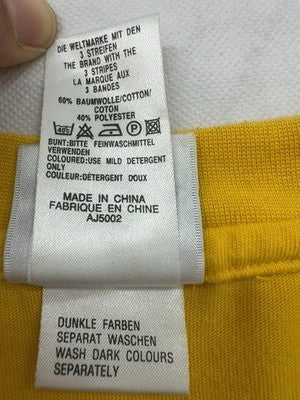 Adidas Men's Yellow Striped Short Sleeve T-Shirt XL 3 Stripes