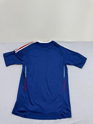 Adidas Women's Striped Climalite V-Neck Jersey Tee Small Blue