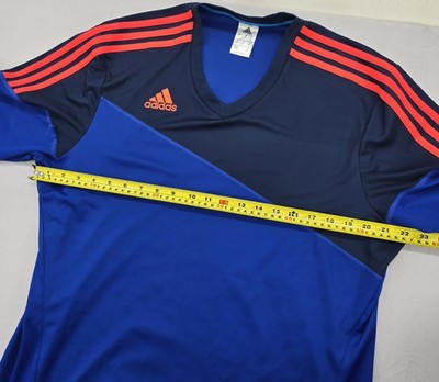 Adidas Men's XL Navy/Red Striped Soccer Jersey V-Neck 3 Stripes