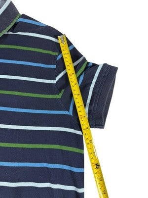 Tommy Hilfiger Men's M Navy Striped Polo Shirt Cotton Short Sleeve
