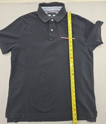 Tommy Hilfiger Men's Polo Shirt Large Navy Blue Slim Fit Cotton
