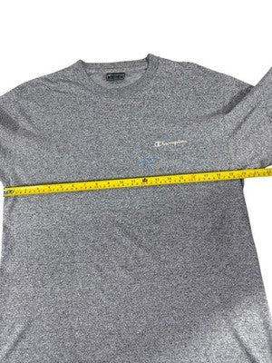Champion Men's Heather Gray L Short Sleeve Crew T-Shirt Embroidered Logo