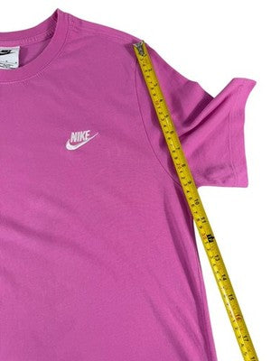Nike Women's Pink Sportswear Club T-Shirt M Embroidered Logo Cotton