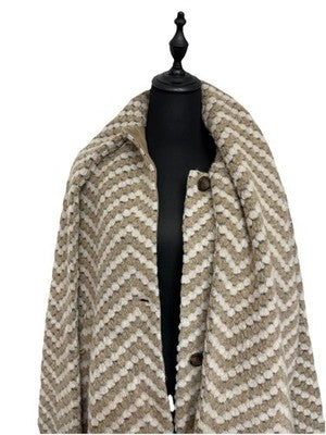 NWT Ted Baker Beige & Cream Twill Knit Scarf Coat New Size 2 Uk 10