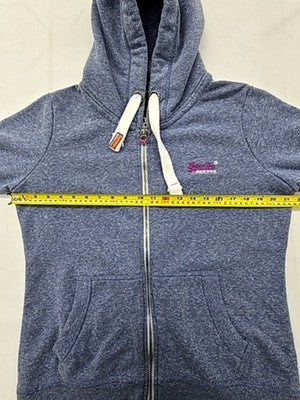 Superdry Orange Label Women's Zip Hoodie XL Grey Marl Slim Fit Cotton Blend