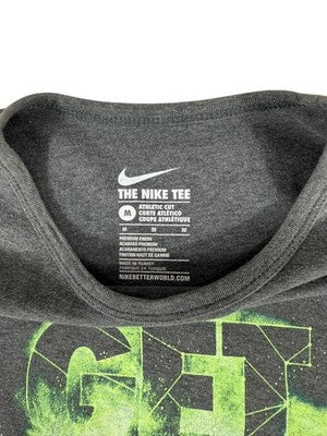 Nike Men's Grey Graphic Print Cotton T-Shirt M Short Sleeve Crewneck