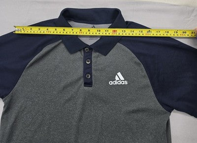 Adidas Men's XL Short Sleeve Polo Shirt Gray/Navy Climacool Poly XL