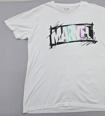 Marvel Graffiti Crew Neck T-Shirt White Cotton Size L