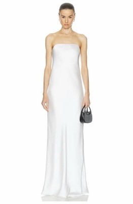 Norma Kamali Bias Strapless Gown Snow White Long Dress Formal Small